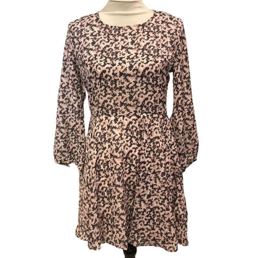 Mismash Bubble Sleeve Dress Pink Black Gray Small